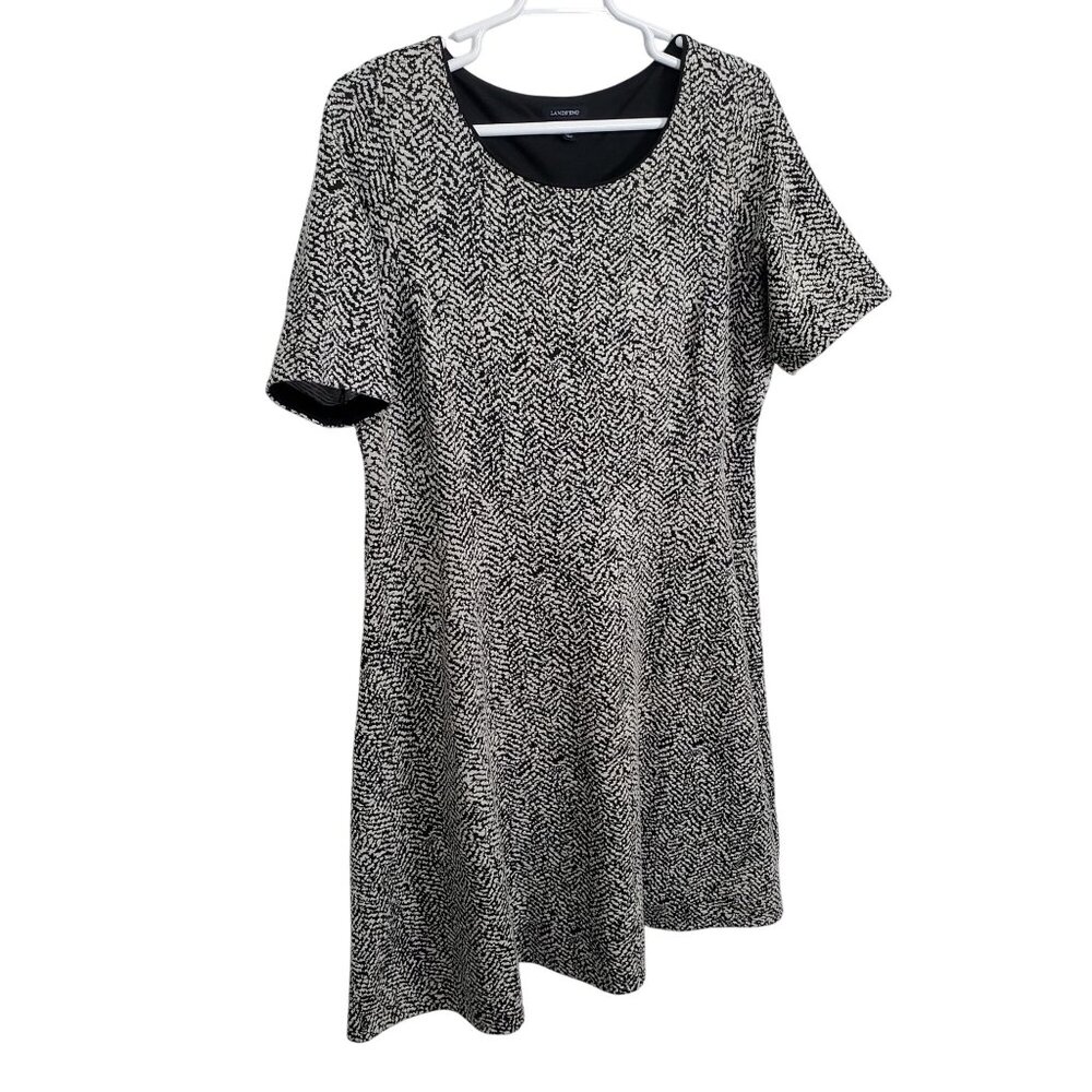 Lands End Womens 2X 20W 22W Dress Fit Flare Knit Shaped Herringbone Capsule